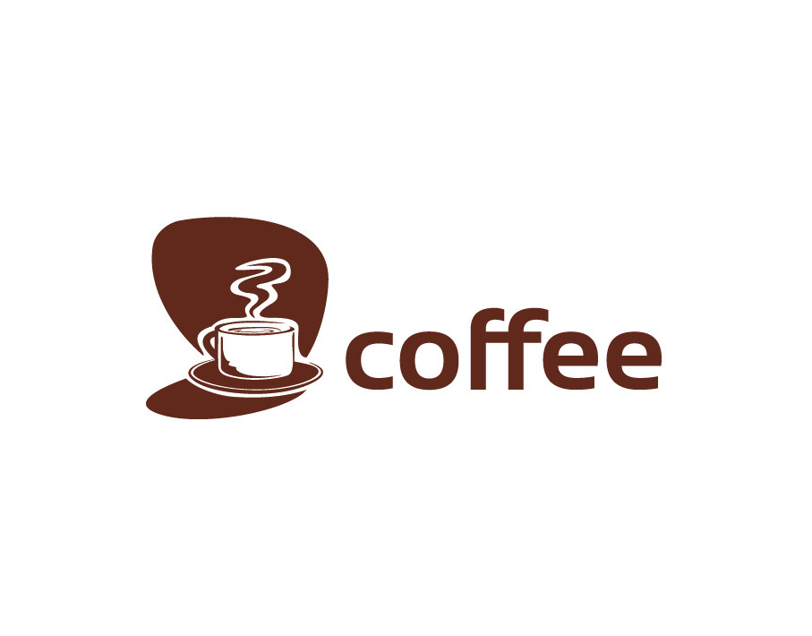 Coffee Logo – White on Brown Coffee Cup with Steam